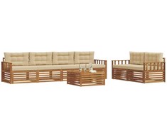 Lauko sofos komplektas su pagalve 7 pcs Natūralus ir bežinis