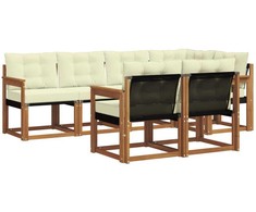 Lauko sofos komplektas su pagalve 7 pcs Natūralus ir grietinėlė
