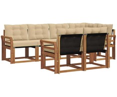 Lauko sofos komplektas su pagalve 7 pcs Natūralus ir bežinis