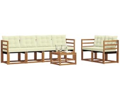 Lauko sofos komplektas su pagalve 7 pcs Natūralus ir grietinėlė