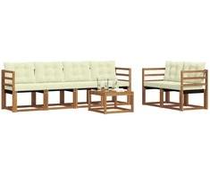 Lauko sofos komplektas su pagalve 7 pcs Natūralus ir grietinėlė