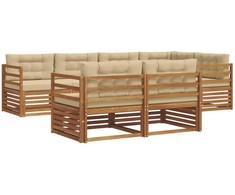 Lauko sofos komplektas su pagalve 7 pcs Natūralus ir bežinis
