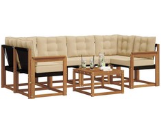 Lauko sofos komplektas su pagalve 7 pcs Natūralus ir bežinis