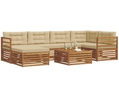 Lauko sofos komplektas su pagalve 7 pcs Natūralus ir bežinis