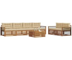 Lauko sofos komplektas su pagalve 7 pcs Natūralus ir bežinis