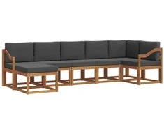 Lauko sofos komplektas su pagalve 7 pcs Natūralus ir antracitas