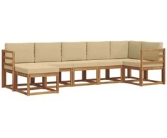 Lauko baldų komplektas Lauko sofos komplektas su pagalve 7 pcs Natūralus ir bežinis