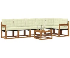 Lauko sofos komplektas su pagalve 7 pcs Natūralus ir grietinėlė