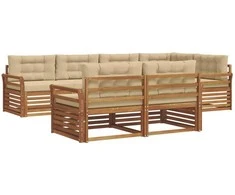 Lauko sofos komplektas su pagalve 7 pcs Natūralus ir bežinis