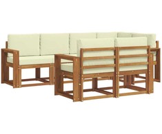 Lauko sofos komplektas su pagalve 7 pcs Natūralus ir grietinėlė