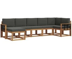 Lauko sofos komplektas su pagalve 7 pcs Natūralus ir antracitas