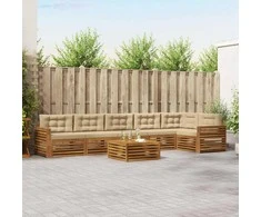 Lauko sofos komplektas su pagalve 7 pcs Natūralus ir bežinis