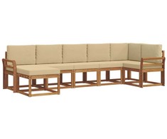 Lauko sofos komplektas su pagalve 7 pcs Natūralus ir bežinis
