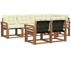 Lauko sofos komplektas su pagalve 7 pcs Natūralus ir grietinėlė