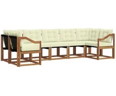 Lauko sofos komplektas su pagalve 7 pcs Natūralus ir grietinėlė
