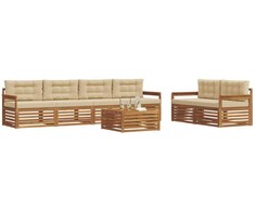 Lauko sofos komplektas su pagalve 7 pcs Natūralus ir bežinis