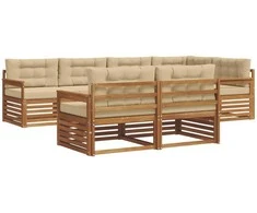 Lauko sofos komplektas su pagalve 7 pcs Natūralus ir bežinis