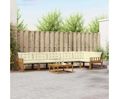 Lauko sofos komplektas su pagalve 7 pcs Natūralus ir grietinėlė