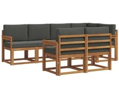 Lauko sofos komplektas su pagalve 7 pcs Natūralus ir antracitas
