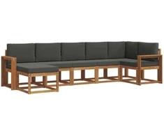 Lauko sofos komplektas su pagalve 7 pcs Natūralus ir antracitas