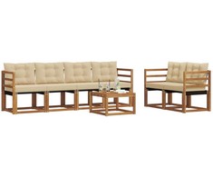 Lauko sofos komplektas su pagalve 7 pcs Natūralus ir bežinis