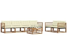 Lauko sofos komplektas su pagalve 7 pcs Natūralus ir grietinėlė