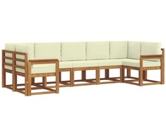 Lauko sofos komplektas su pagalve 7 pcs Natūralus ir grietinėlė