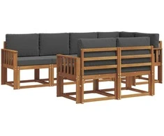 Lauko sofos komplektas su pagalve 7 pcs Natūralus ir antracitas