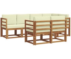Lauko baldų komplektas Lauko sofos komplektas su pagalve 7 pcs Natūralus ir grietinėlė
