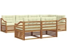 Lauko sofos komplektas su pagalve 7 pcs Natūralus ir grietinėlė