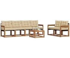 Lauko sofos komplektas su pagalve 7 pcs Natūralus ir bežinis