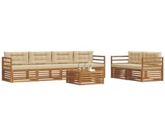 Lauko sofos komplektas su pagalve 7 pcs Natūralus ir bežinis