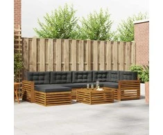 Lauko baldų komplektas Lauko sofos komplektas su pagalve 7 pcs Natūralus ir antracitas