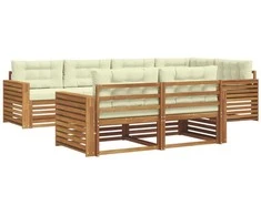 Lauko sofos komplektas su pagalve 7 pcs Natūralus ir grietinėlė