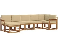 Lauko sofos komplektas su pagalve 7 pcs Natūralus ir bežinis