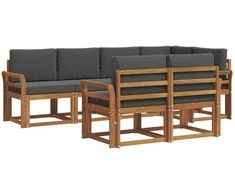 Lauko sofos komplektas su pagalve 7 pcs Natūralus ir antracitas