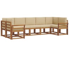 Lauko sofos komplektas su pagalve 7 pcs Natūralus ir bežinis