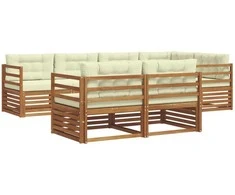 Lauko sofos komplektas su pagalve 7 pcs Natūralus ir grietinėlė