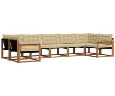 Lauko sofos komplektas su pagalve 7 pcs Natūralus ir bežinis