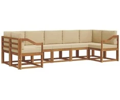 Lauko sofos komplektas su pagalve 7 pcs Natūralus ir bežinis