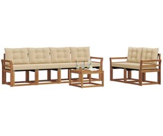 Lauko sofos komplektas su pagalve 7 pcs Natūralus ir bežinis