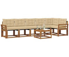 Lauko sofos komplektas su pagalve 7 pcs Natūralus ir bežinis