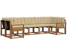 Lauko sofos komplektas su pagalve 7 pcs Natūralus ir bežinis