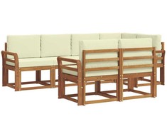 Lauko sofos komplektas su pagalve 7 pcs Natūralus ir grietinėlė