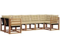 Lauko sofos komplektas su pagalve 7 pcs Natūralus ir bežinis