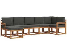 Lauko sofos komplektas su pagalve 7 pcs Natūralus ir antracitas