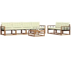 Lauko sofos komplektas su pagalve 7 pcs Natūralus ir grietinėlė