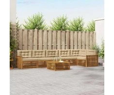 Lauko sofos komplektas su pagalve 7 pcs Natūralus ir bežinis