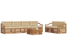 Lauko sofos komplektas su pagalve 7 pcs Natūralus ir bežinis