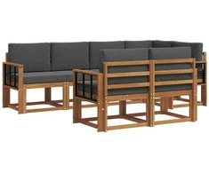 Lauko sofos komplektas su pagalve 7 pcs Natūralus ir antracitas